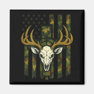 Tarnfarben-amerikanische-Flagge-Elch-Schädel-Hirsc Magnet