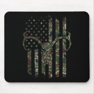 Tarnfarben-amerikanische-Flagge-Hirsch-Schädel-Elc Mousepad