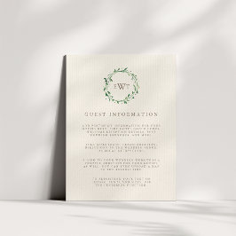 Tarnfarben | Monogram Wreath Wedding Guest Details Begleitkarte