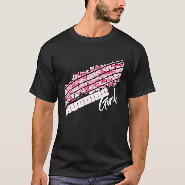 Tarnfarbenes Mudding-Mädchen Schlammlastwagen T-Shirt (Vorderseite)
