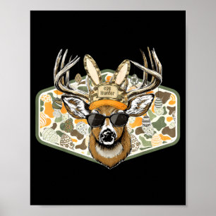 Tarnfarbenes Rückwärtscap Deer Bock Oster-Ei-Jäger Poster