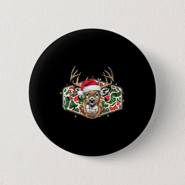 Tarnfarbenes Weihnachten Santa Hirsch Jagdsaison F Button (Vorderseite)