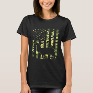 Tarnflagge Lama Patriotischer Tierliebhaber T-Shirt