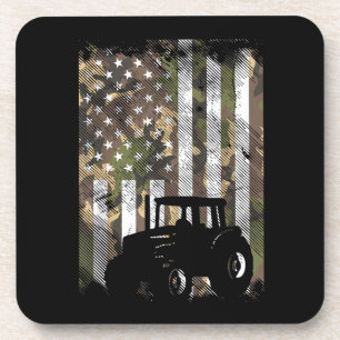 Tarnflagge Traktor Vintage Farm LKW Patriotischer Getränkeuntersetzer