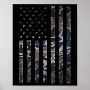 Tarnmuster-amerikanische-Flagge Camo Militär 4. Ju Poster