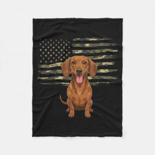 Tarnmuster-amerikanische-Flagge-Dachshund-4.-Juli- Fleecedecke