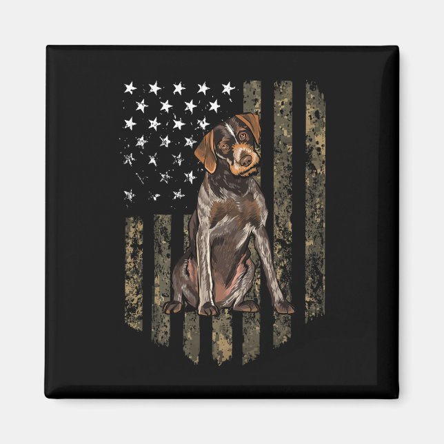 Tarnmuster-amerikanische Flagge Deutscher Drahthaa Magnet (Vorne)