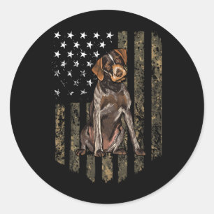 Tarnmuster-amerikanische Flagge Deutscher Drahthaa Runder Aufkleber