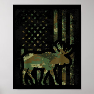 Tarnmuster-Amerikanische-Flagge-Elch-Jagd-Geschenk Poster