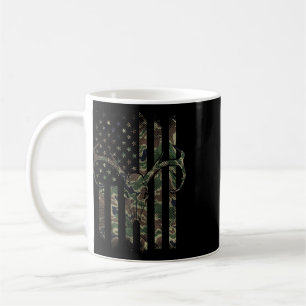 Tarnmuster-amerikanische Flagge Hirsch-Schädel-Elc Kaffeetasse