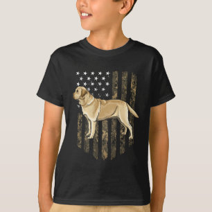 Tarnmuster-amerikanische Flagge Yellow Labrador Re T-Shirt