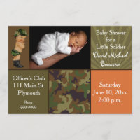 Tarnmuster-Foto-Baby-Shower in Armee-Grün