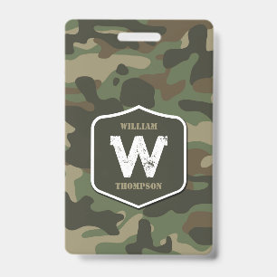 Tarnmuster Grün Camo Armee Muster Monogramm Ausweis