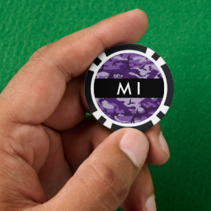 Tarnmuster in Lila - Namen personalisieren Pokerchips