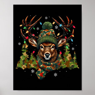 Tarnmuster Jagd Rentiere Xmas Lichter Weihnachten  Poster