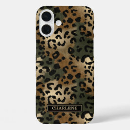 Tarnmuster Leopardenprint Monogramm iPhone 16 Plus Hülle