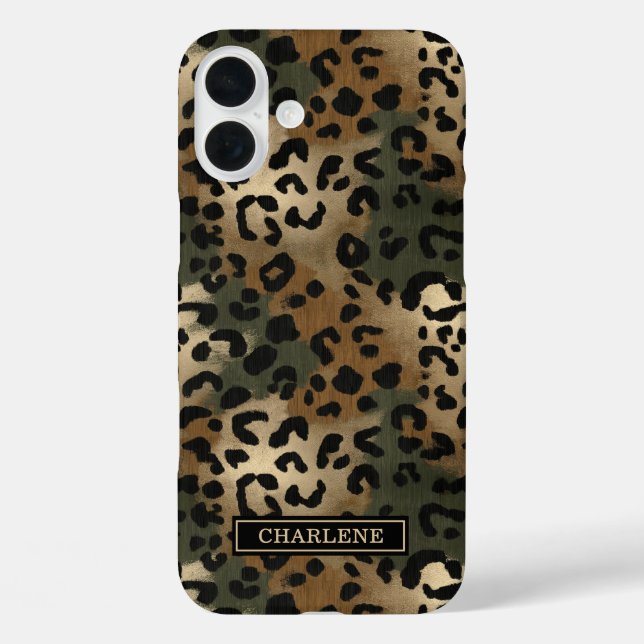 Tarnmuster Leopardenprint Monogramm Case-Mate iPhone Hülle (Rückseite)