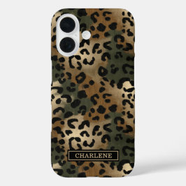 Tarnmuster Leopardenprint Monogramm iPhone 16 Hülle