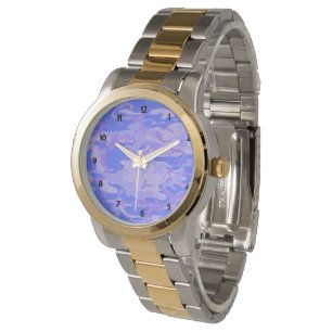 Tarnmuster Pastellblau abstrakt Muster Damen Armbanduhr