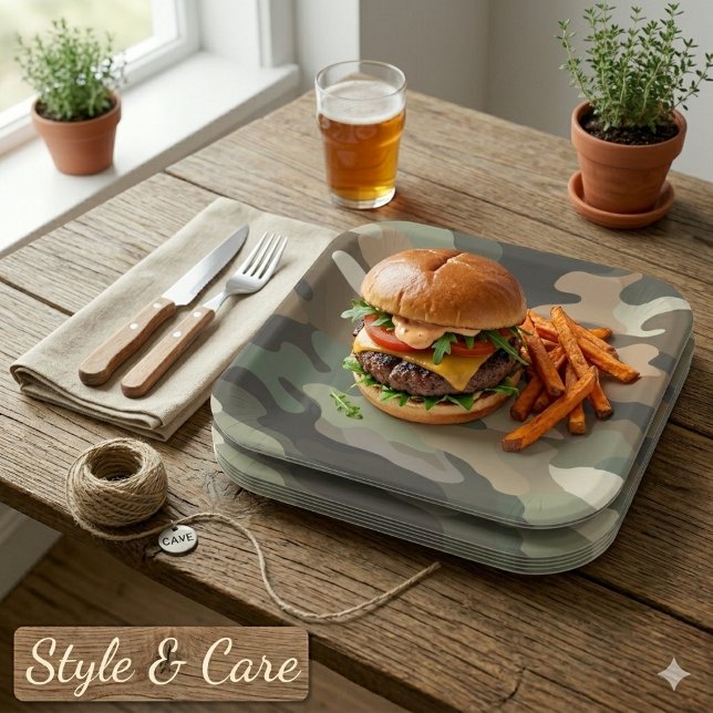 Tarnmuster-Platten für Veranstaltungen Pappteller (Camouflage Pattern Square Party Plates for Events)