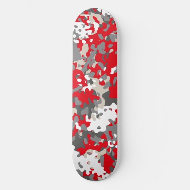 Tarnmuster-Skateboard Rot Schwarz Grau Weiß Skateboard (Vorderseite)