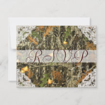 Tarnmuster und Antique White Spitze Hochzeit RSVP