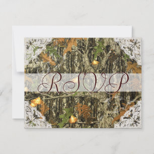 Tarnmuster und Antique White Spitze Hochzeit RSVP Karte