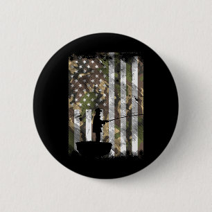 Tarnmuster US-Flag Fischer Vintage-Angeln Patrioti Button