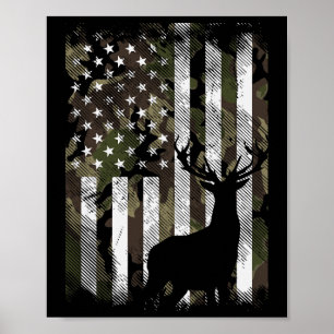 Tarnmuster US-Flag Hirsch-Elch-Bock-Tarnung Jagd J Poster