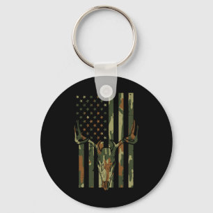 Tarnmuster US-Flag Hirsch-Schädel Vintage Jagd Pat Schlüsselanhänger