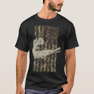 Tarnmuster-US-Flagge Amerikanischer Alligator Gar T-Shirt
