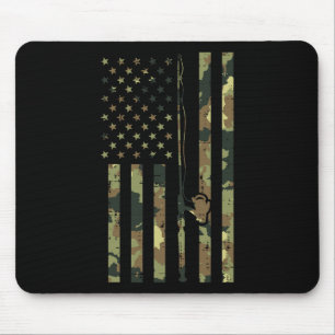 Tarnmuster-US-Flagge-Angelrute-Stange-Vintage-patr Mousepad