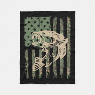 Tarnmuster USA-Flagge Big Mouth B-Angeln Geschenk Fleecedecke
