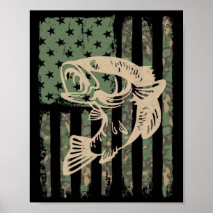 Tarnmuster Usa-Flagge Big Mouth Byss Angeln 1 Poster