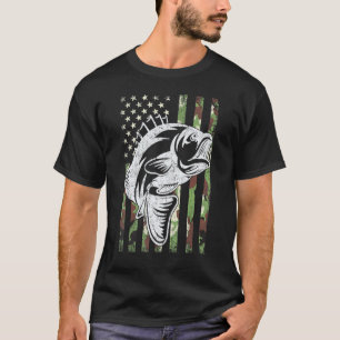 Tarnung Angeln USA-Flagge Bass-Angler Vater T-Shirt