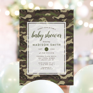 Tarnung Camo Grün Jungen Baby-Party Einladung