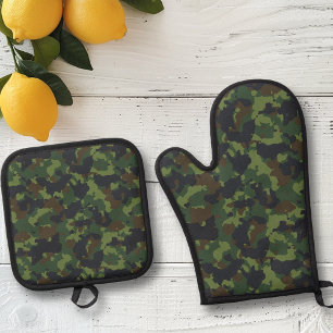 Tarnung Camo Militär Armee Ofenhandschuh & Topflappen-Set
