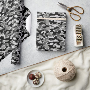 Tarnung in Schwarz und Grau Geschenkpapier