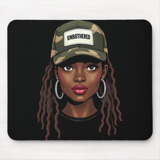 Tarnung Juneteenth Unbesorgt Schwarzes Mädchen Loc Mousepad (Vorne)
