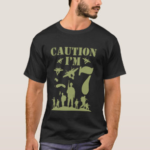 Tarnung Sieben Geburtstagsjunge Militär 7. Party J T-Shirt