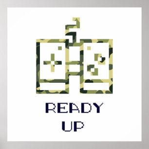 Tarnung Videospiel-Controller Bereit Gamer Poster