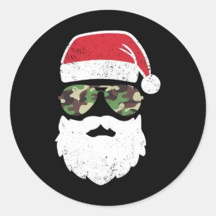 Tarnung Weihnachten im Juli Retro Vintage Tarnung Runder Aufkleber
