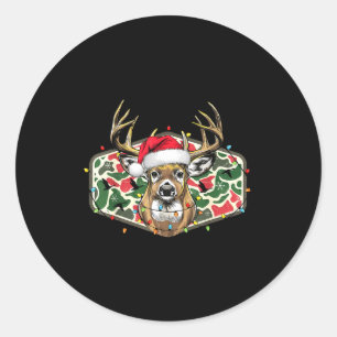 Tarnung Weihnachten Santa Hirsch Jagdsaison Feiert Runder Aufkleber