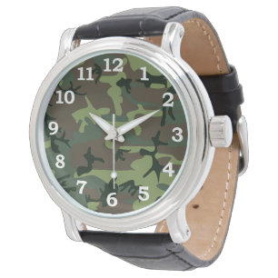 Tarnungs-Camouflage-Grün-Brown-Muster Armbanduhr