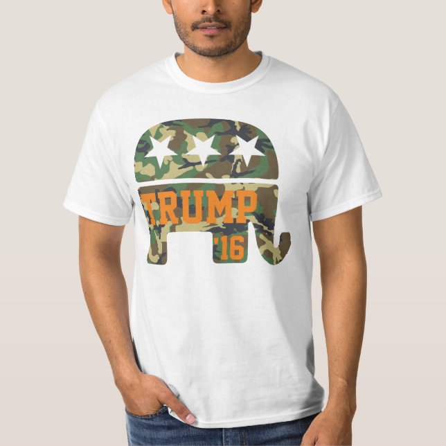 Tarnungs-Republikaner-Elefant des Trumpf-2016 T-Shirt (Vorderseite)