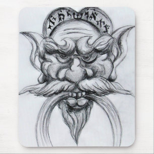 TAROT/ANTIQUE FANTASY GROTESQUE MASK Schwarz-weiß Mousepad
