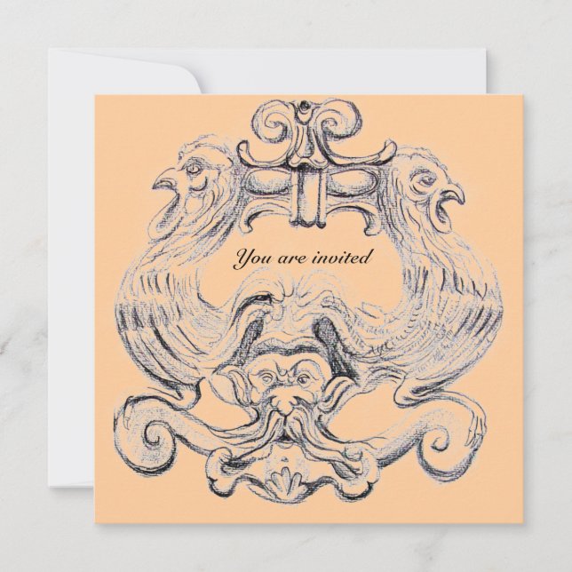 TAROT/ANTIQUE FLORENTINE GROTESQUE FANTASIE EINLADUNG (Vorderseite)