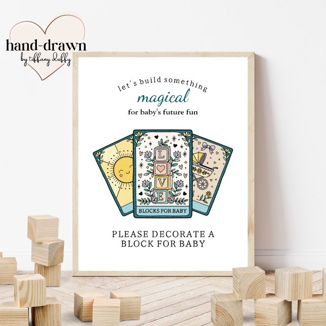 Tarot Baby Shower Frameable Blocks for Baby Sign Poster (Von Creator hochgeladen)