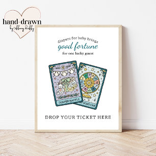 Tarot-Baby-Shower-Windel-Raffle-Tischschild Poster