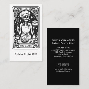 Tarot Bäcker Schwarz Weiß Konditor Dessert Visitenkarte